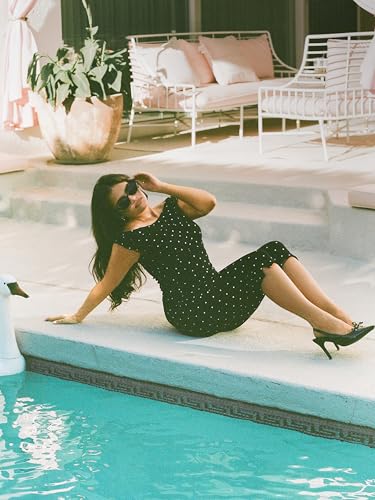 CIDER Tank Tops for Women Off The Shoulder Polka Dot Ruched Knit Top Cute Short Sleeve Going Out Tops3