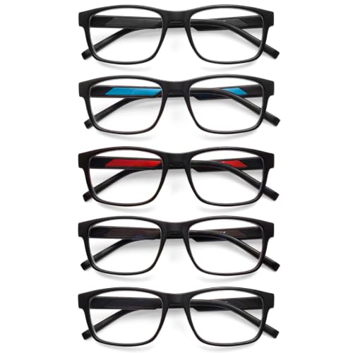 Image of Henotin 5 Pack Reading Glasses for Men, Blue Light Readers for Men, Spring Hinges Computer Eye Glasses