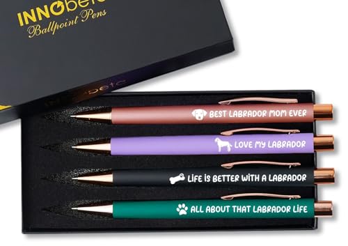 InnoBeta Labrador Gifts, Dog Mom Gifts for Women, Ballpoint Pen Set of 4, Gifts for Dog Lovers for Mother's Day, Christmas, Birthday - Labrador Mom