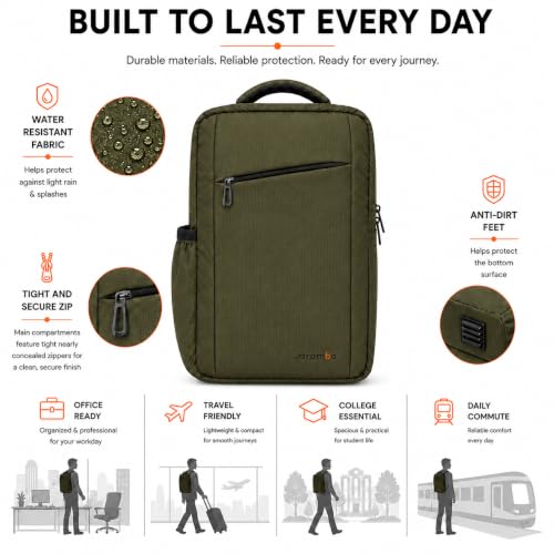 Image of CARAMBA CARRYMATE 26.5L Overnighter Laptop Backpack | Water Resistant Travel Bag with 15.6 inch Padded Laptop Sleeve, Trolley Strap & Dual Compartments for Office, Business, College Men & Women