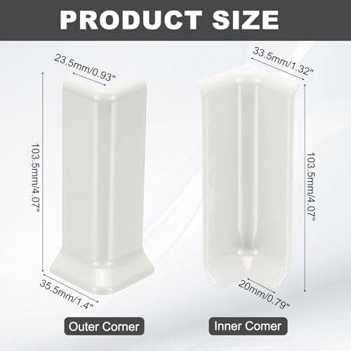 Blocs d'angle autocollants pour plinthe 10,2 cm uxcell blancs 4 pièces