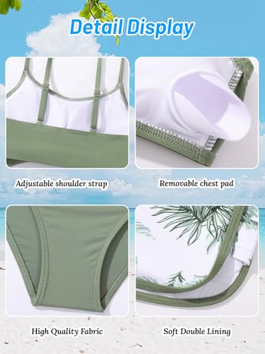 Image of Girl's 3 Piece Bikini Set Cross Strap Swimsuits for Girls Bathing Suit with Shorts Teen Swimwear Swimming Suit