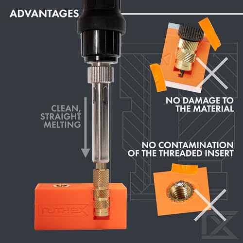 Image of ruthex 7X Soldering Tips /Heat Set Insert Tips - for Thread Inserts M2 / M2.5 / M3 / M4 / M5 / M6 / M8 - #2-56 / #4-40 / #6-32 / #8-32 / #10-24 1 /4 inch and Soldering Iron Adapter 900M / T18