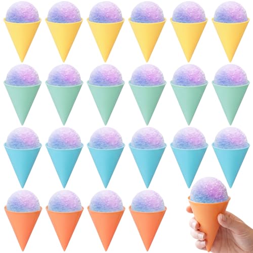 Hushee 24 Pcs 4oz Reusable Snow Cone Cups Colorful Plastic Shaved Ice Plastic Cup Leakproof Tapered Slush Bowl for Syrup Summer Holiday Birthday Party Supplies