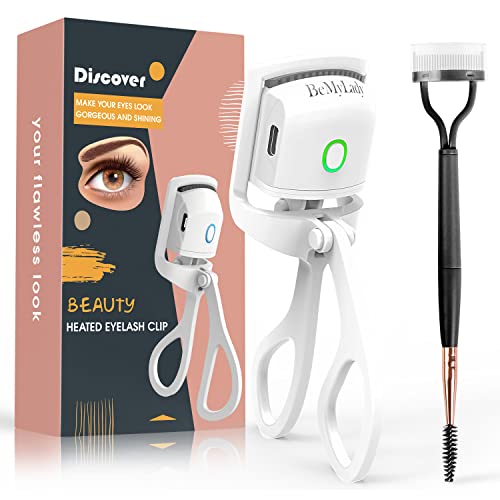 Heated Eyelash Curler 2022, BeMyLady Electric Eyelash Curler with Pad, Heated Eyelash Clip for Make Up, Professional Lash Curler for All Eye Shapes, Ideal Gift for Women Girlfriend, White