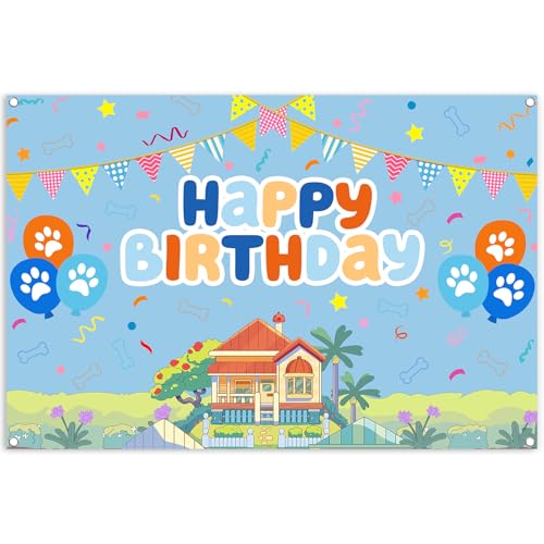 5x3ft Blue Dog Theme Backdrop Cartoon Photography Background Kids...