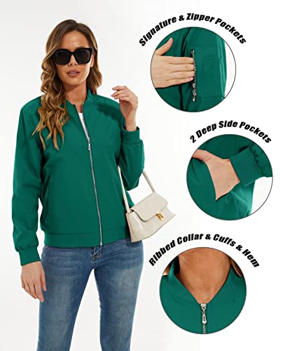 Magcomsen Womens Bomber Outerwear Casual Jacket Lightweight Jacket With Pockets Water Resistant Jackets Zip Up Coat Spring Windbreaker #TOP3