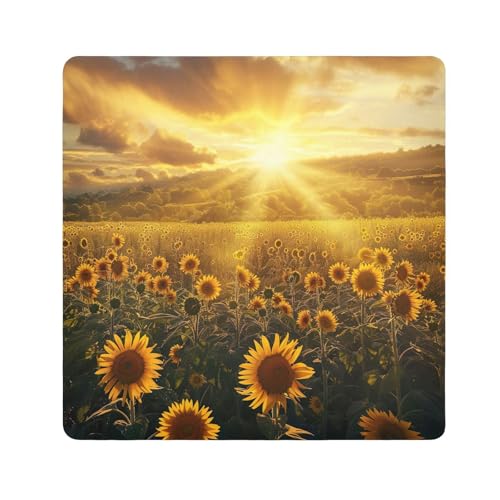 ODAWA Camera Storage Cloth 17.7 In, Sunflowers Under Golden Sunset Makeup Wrap Cloth Bag, Self Adhesive Wraps for Electronics