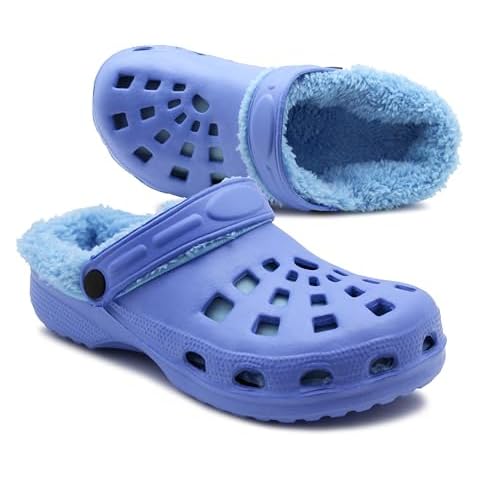 IMTY Womens Clogs Warm Fur Lined Thermal Garden Clogs Lightweight EVA Slip On Slippers Kitchen Nurse Indoor House Shoes Sandals Cover