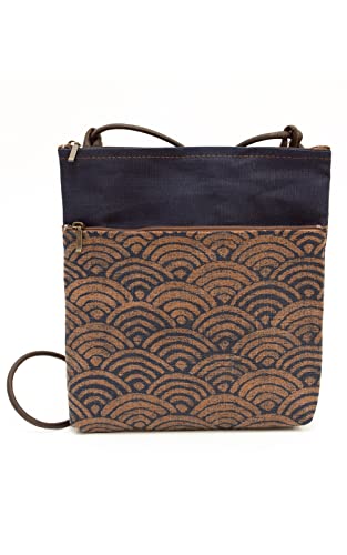 Crearekiki Made in Japan Shoulder Bag for Women Indigo Persimmon Shibu Dyed 2 Zipper Pochette Mother Birthday Present IZ-111