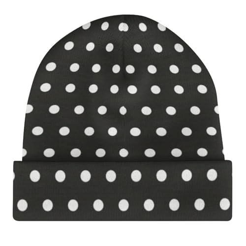Polka Dot Pattern Kids Beanie Hat for for Girls Boys Children Cap Winter Knitted Chemo Cancer Headwear Accessories Gifts Decoration Black4