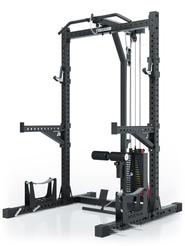 Atletica R7 Rider | Version poids enfichables | Rack à squat avec cordon de serrage avec poids enfichables 95 kg sur le cordon de serrage Remplace près de 4 poteaux Power Rack Taille 203 cm