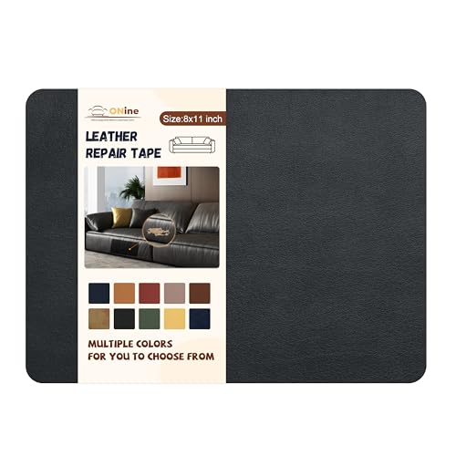 ONine Leather Repair Patch，Self-Adhesive Couch Patch，Multicolor Available Scratch Leather 8X11 Inch Peel and Stick for Sofas, Car Seats Hand Bags Jackets(New Gray)
