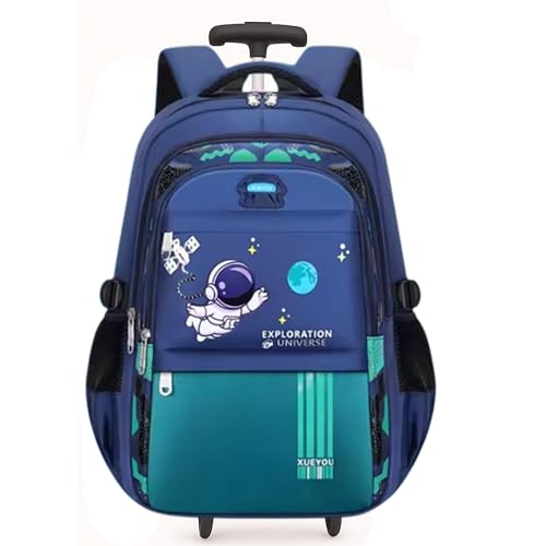 Mochila rodinhas carrinho Escolar Infantil Imperme�vel com M�ltiplos Compartimentos, Faixas Refletivas, para 6-13 Anos