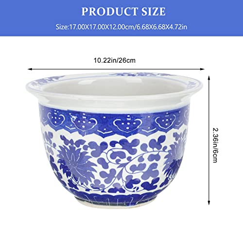 GANAZONO Outdoor Planters - Blue and White Porcelain, Ceramic Flower Pots with Saucer Tray for Large Plants - Image 3