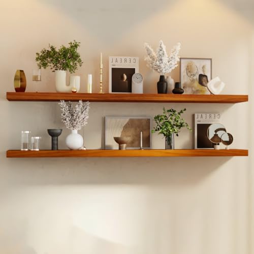 IEO Solid Wood Floating Shelves, Walnut, 36in 2tier