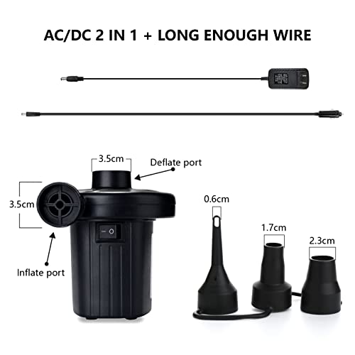 image for Jasonwell Electric Air Pump Portable Quick-Fill AC DC Inflator Deflato
