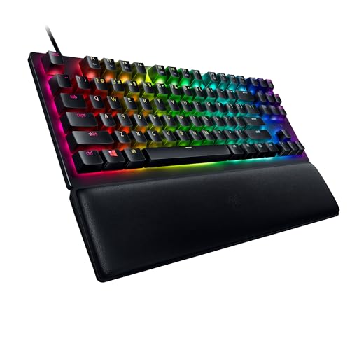 Razer Huntsman V2 Tenkeyless (Switches Violets) - Clavier Gamer Optique (Switches Optiques Clicky, Touches en PBT Doubleshot, Repose-Poignet) Clavier AZERTY | Noir