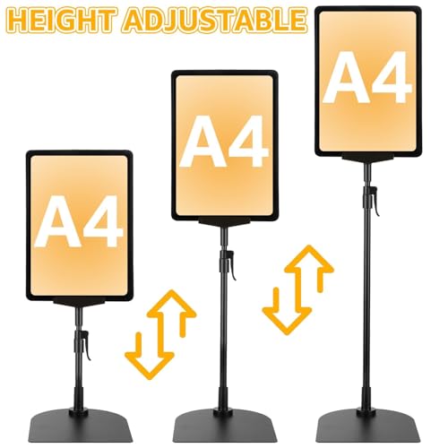 LDHHYH 3 Stück Infoständer A4, Infoständer DIN A4 Höhenverstellbar Edelstahl Informationsständer Aufsteller Plakatständer Präsentationsständer, Schwarz