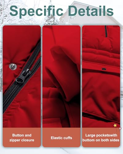 Image of Boy's Winter Coat Waterproof Kids Puffer Jacket Thicken Parka Fleece Lined Bubble Ski Snow Outerwear with Fur Hood