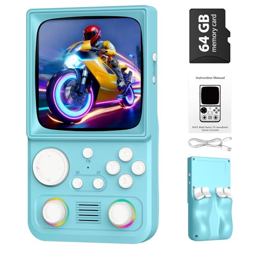 Image of R36TMAX Retro Gaming Console Handheld - 4.0 inch IPS Screen, 64GB Retro Game Console, 5G WiFi Online Play, RGB Joystick, 4000mAh Portable Retro Game Console -Classic Blue