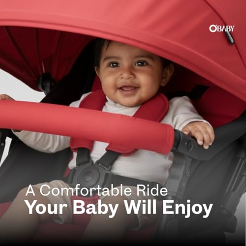 Image of OBABY Stroller with Reclining Seat, Adjustable Canopy, Safety Harness, Smooth Wheels, Compact Folding Design