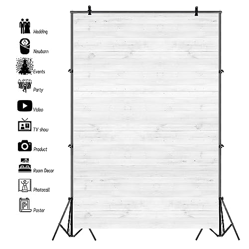 YongFoto 2x3m Vinyl White Wood Backdrops for Photography Rustic Wooden Board Photo Background Crafts Party Wall Picture Taking Photo Studio Props - Image 3