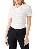 Bequem und vielseitig Tommy Hilfiger Damen Poloshirt Kurzarm 1985 Slim Pique Slim Fit, Weiß (Breton Stripes Ecru/Pastel Pink), M