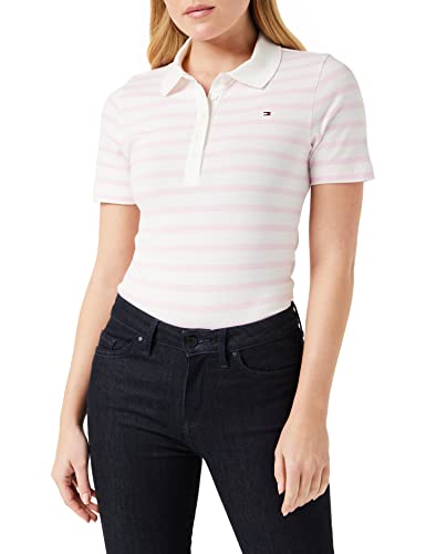 Tommy Hilfiger Damen Poloshirt Kurzarm 1985 Slim Pique Slim Fit, Weiß...