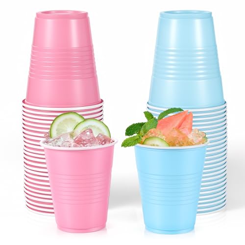 XINYANSEND pink and blue 12-ounce plastic cups