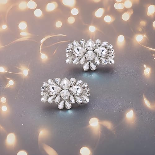 Ruihfas 2 PCS Decorative Shoe Clips - Bling Bling Rhinestone Crystal Shoe Jewlery Clips Accessories for Women Girls Wedding Party Prom 1.57×2.44 inch2