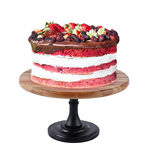 Soporte de madera para tartas de estilo retro, soporte para tartas de postre para bodas y fiestas de cumpleaños de 8 pulgadas Cover