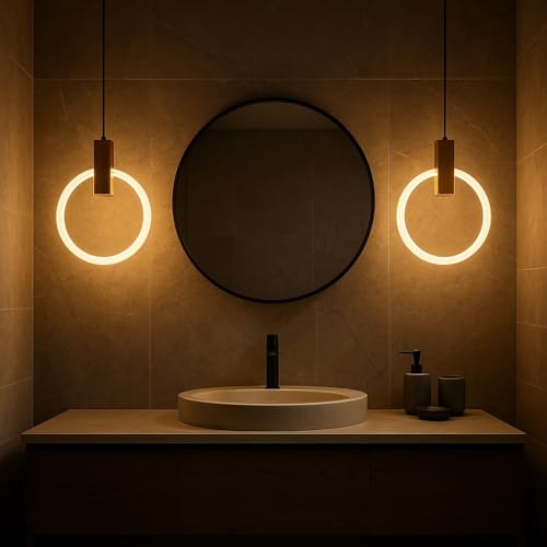 Image of Lunaris Pearl LED Pendant Lamp | Warm White Glow Ceiling Hanging Lamp | Elegant Chandelier for Dining Room, Bedroom, Living Room - (2 Pack)