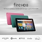 Amazon Fire HD 8 tablet, 8” HD Display, 4GB memory, 64GB, responsive and vibrant, designed for portable entertainment, Black, (2024 release)
