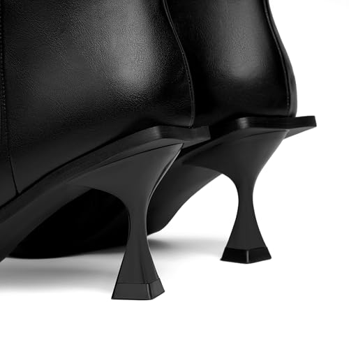 Vertundy Womens Kitten Heel Boots Square Toe Low Heel Leather Knee High Boots3