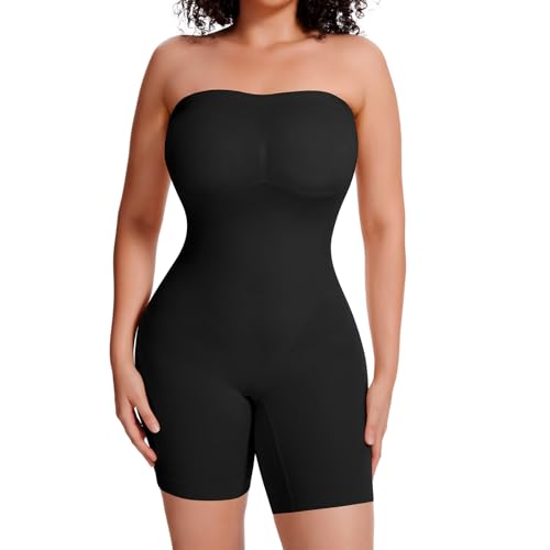 Joyshaper Donna Body Contenitivo Senza Spalline Bodysuit Modellante Pancia Piatta Body Shaper Senza Cuciture con Reggiseno, Nero, M