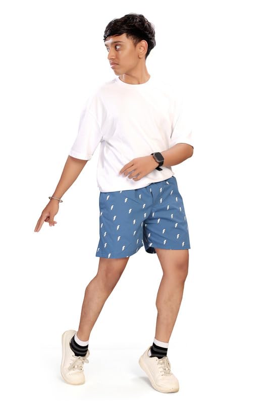Image of UNOseven Shorts for Boys - 100% Cotton Printed with Side Pockets - Pack of 2 - Available from Size 7 Years to XL