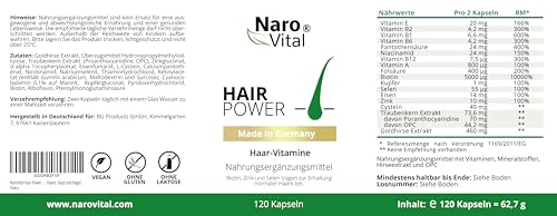 Haar Vitamine Haarausfall - 120 Kapseln I Hochdosiert mit Biotin, Zink, Selen, OPC, Hirse-Extrakt (reich an Silizium und Kieselerde) ohne chemische Haarwuchsmittel I Haarvitamine für Haar- & Bartwuchs