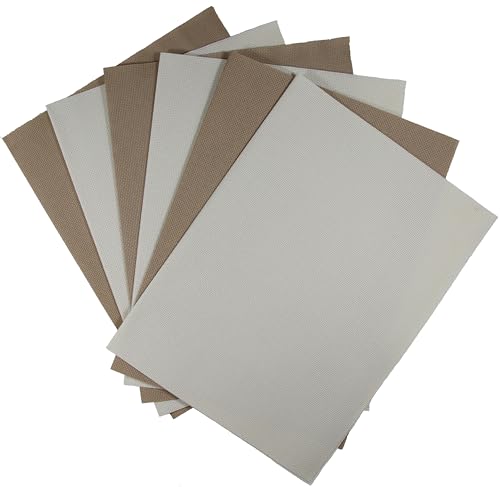 Image of KCS 4 /6 pc of 12 inch x 18 inch 30cmx45cm 16CT Counted Cotton Aida Cloth Cross Stitch Fabric (Cream+Khaki, 6 pc)