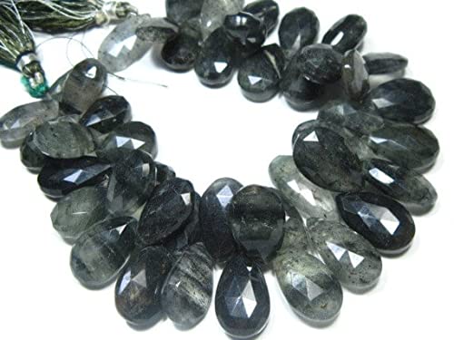 Quartz mousse naturel en grand rang de perles poires pour offrir un bijou artisanal unique
