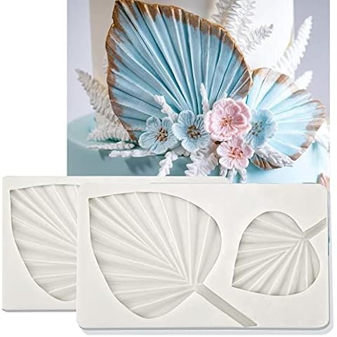 MOVNO Silicone Leaf Mold, Fan Leaf Silicone Cake Baking Mold Fondant Tools, Chocolate Candy Flower Molds Tools for Cake Decoration, Polymer Clay Molds Crafts Making Tool for Birthday Gifts Cover