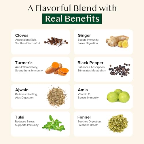 VAHDAM, Vedic Kadha Infusion Bags – 50 Pyramid Bags | Caffeine Free | Botanical Tisane – Earthy & Savory | Resealable Ziplock Pouch