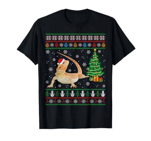 Bearded Dragon Christmas Pajamas Ugly Sweater Style Xmas T-Shirt