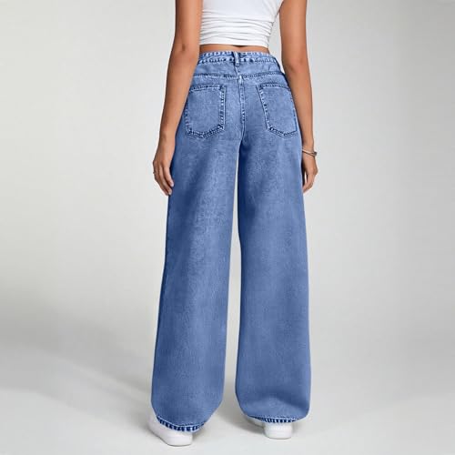 Wide Leg Jeans Woman Loose Fit Button High Waisted Baggy Jeans Y2K Casual Fall Boyfriend Denim Pants with Pockets4