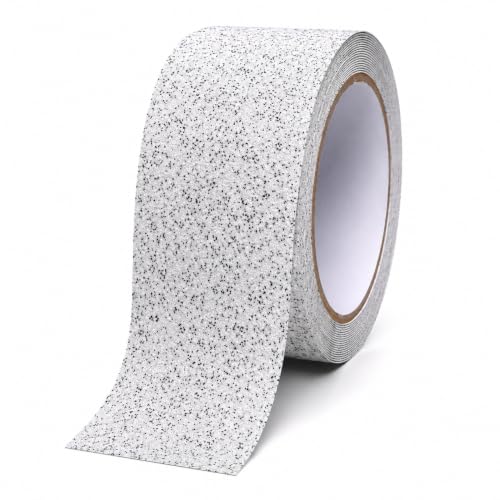 Image of Marble Pattern Anti-Slip Traction Tape - 2 inch x 16' (80 Grit), Waterproof Non-Slip Grip Tape for Indoor & Outdoor Stairs, Ramps, Ladders, Walkways - White Marble Finish, Heavy-Duty Adhesive
