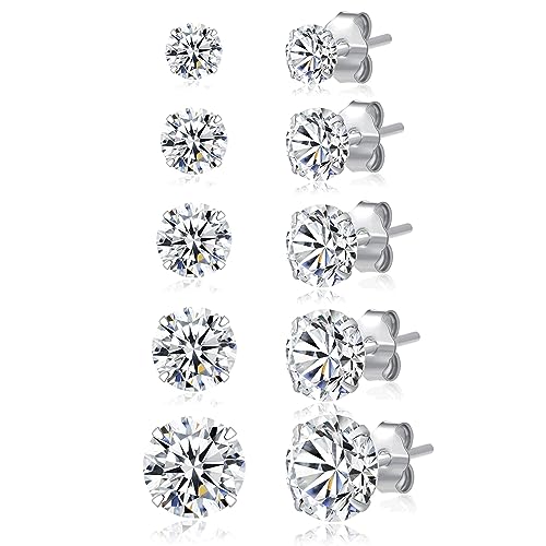 Aretes de plata 925 juego de pendientes de tuerca unisex con circonita cúbica brillante