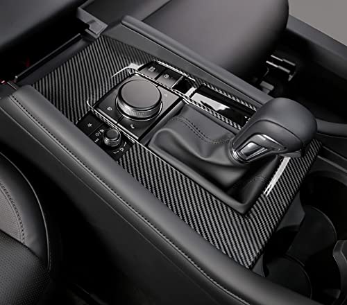 Kadore Interior Gear Shift Panel Frame Cover Trim For 2019-2022 2023 Mazda 3 Carbon Fiber Pattern (Left Hand Drive) (Only For Mazda3) 1Pc #TOP5