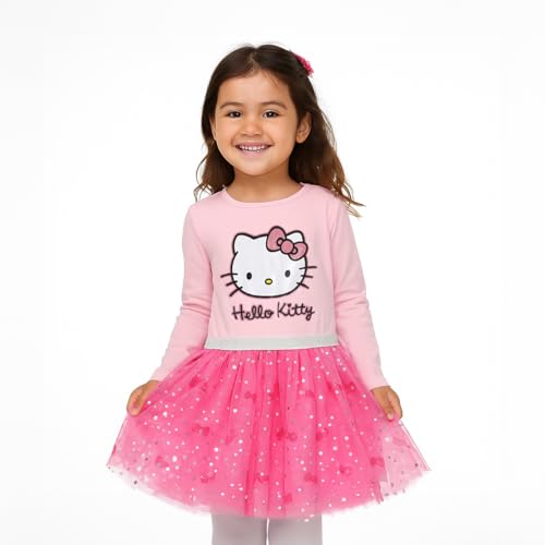 Hello Kitty Sanrio Girls Long Sleeve Tulle Dress for Toddler and Big Kids2