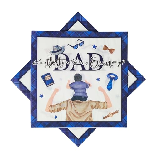 AYAROS 40pcs Happy Fathers Day Napkins - Blue Disposable Best Dad Ever Luncheon Dinner Paper Napkins for Fathers Day Love Dad Birthday Beach Party Picnic 6.5