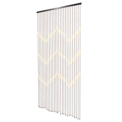 Tagowao Cortina De Bolitas De Madera De Bambú con Diseño Retro y Veteado Natural, Cortina Decorativa De Bolitas De Madera, Fácil Instalación Sin Taladrar para Salones, Balcones y Cuartos De Baño